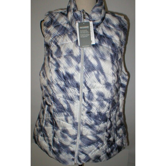 New $168 Athleta Womens White Gray Vest XXS Warm NWT 00 0 2 Featherdry 800 Fill - Picture 1 of 8